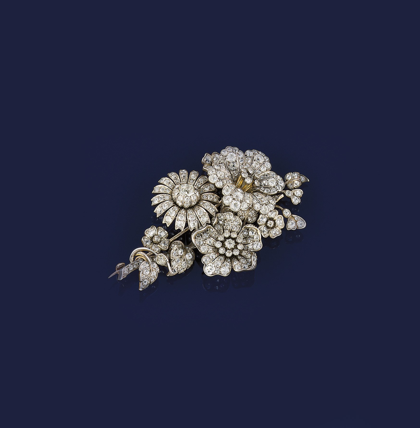 A 19th century diamond floral cluster brooch