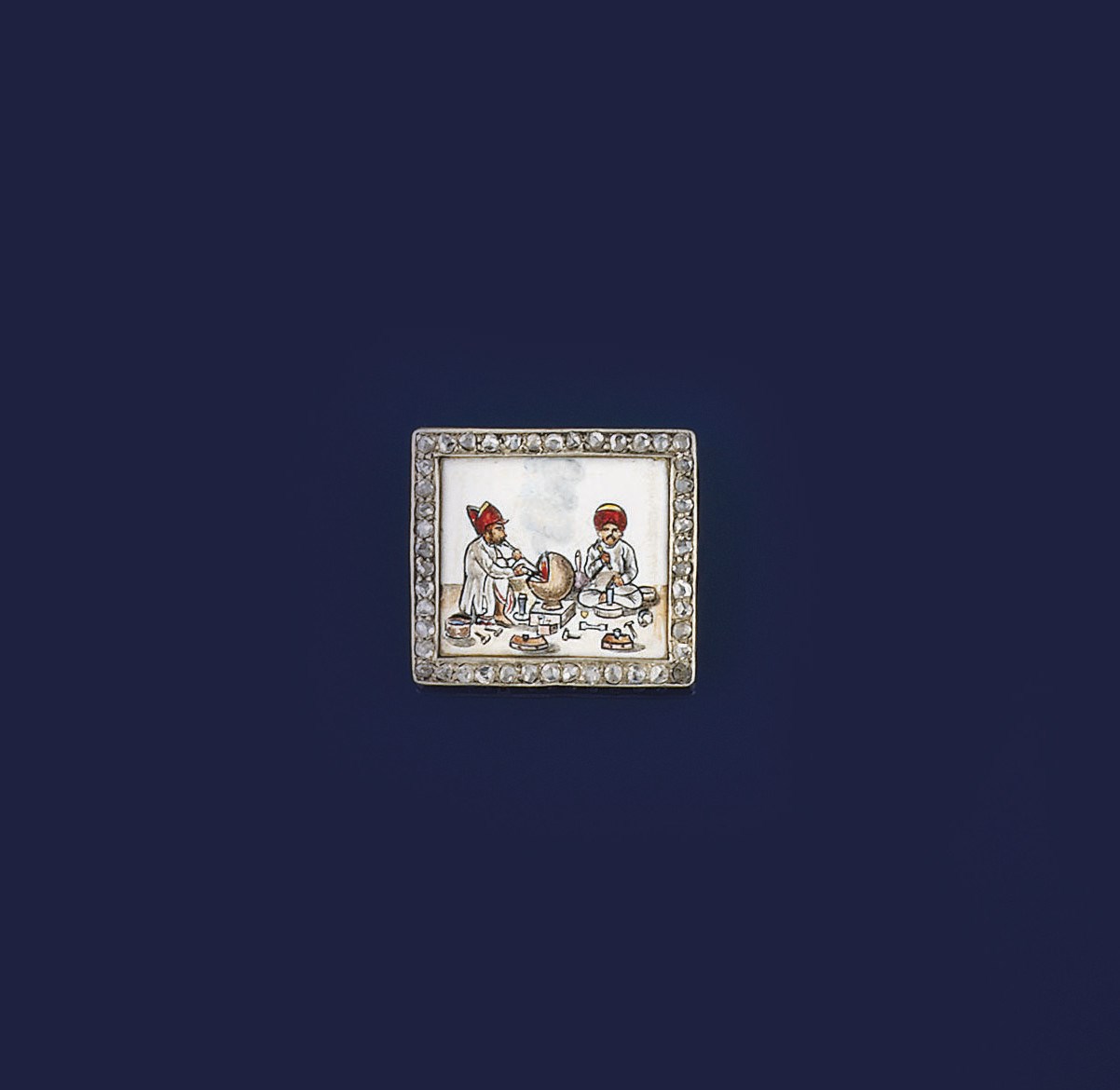 A late 19th century gold, silver, diamond and enamel miniature brooch