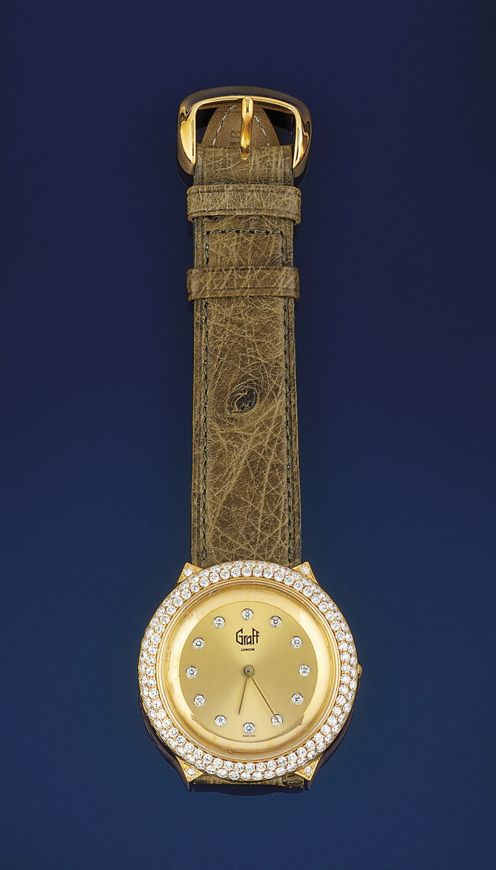 AN 18CT. GOLD AND DIAMOND QUARTZ WRISTWATCH, BY GRAFF