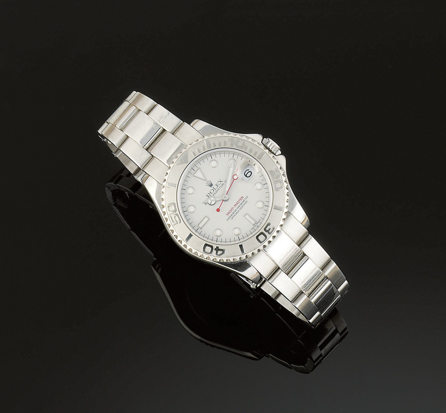 A MID-SIZE SRAINLESS STEEL AUTOMATIC "YACHT-MASTER" WRISTWATCH, BY ROLEX