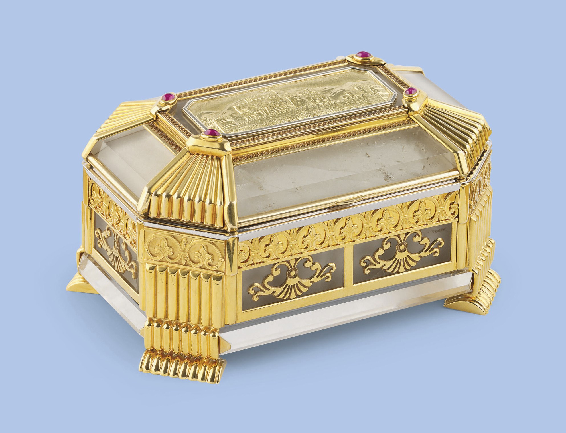 A GEM-SET ROCK CRYSTAL PRESENTATION CASKET