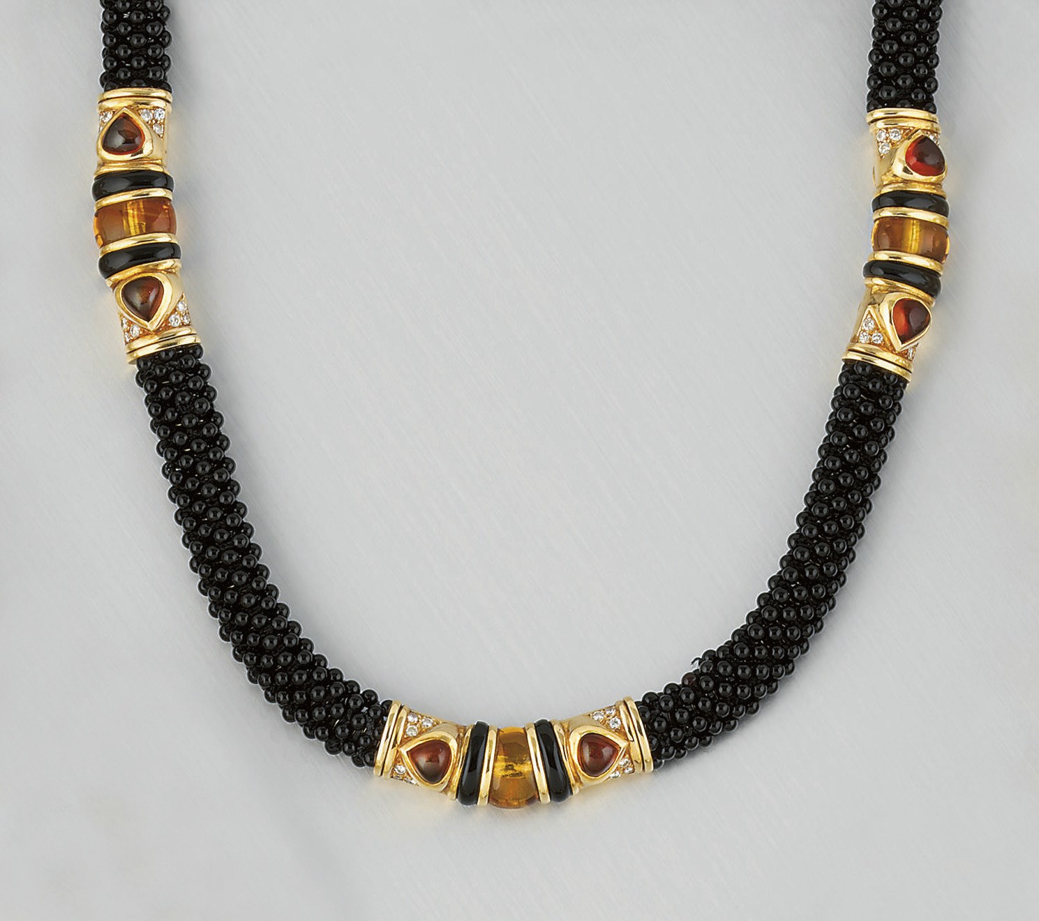 AN ONYX, CITRINE AND DIAMOND NECKLACE, BY MARINA B