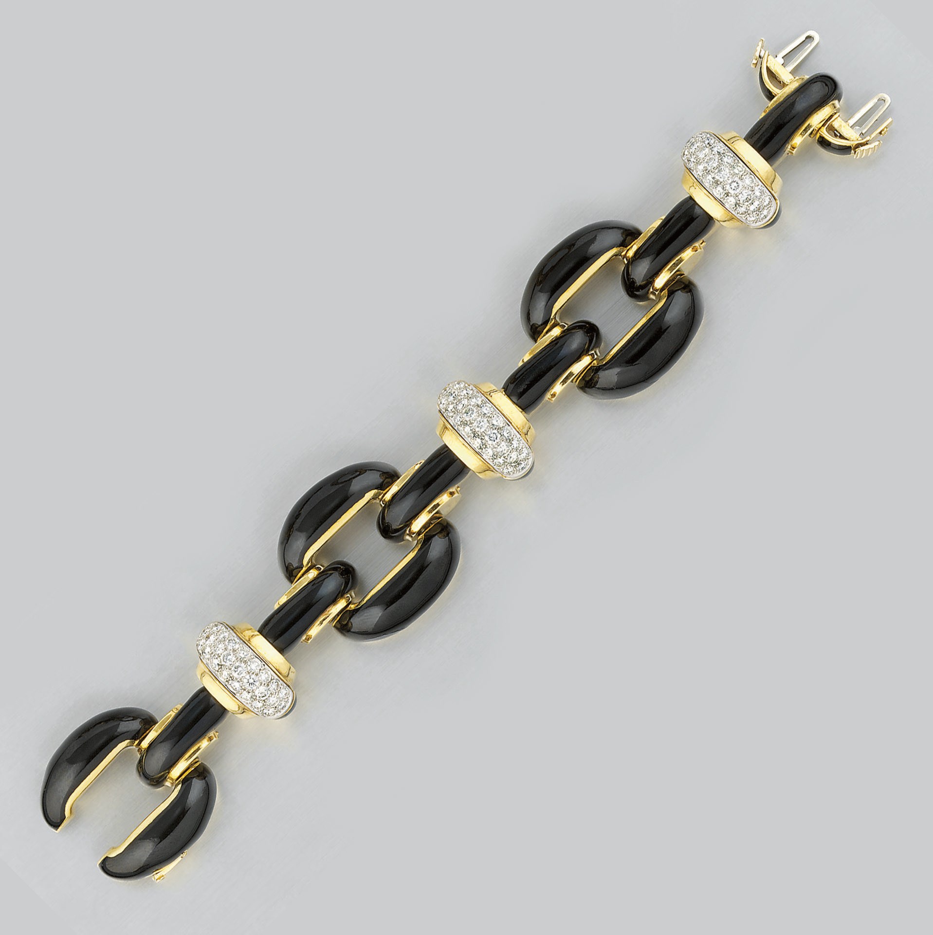 A DIAMOND AND ENAMEL BRACELET, BY DAVID WEBB