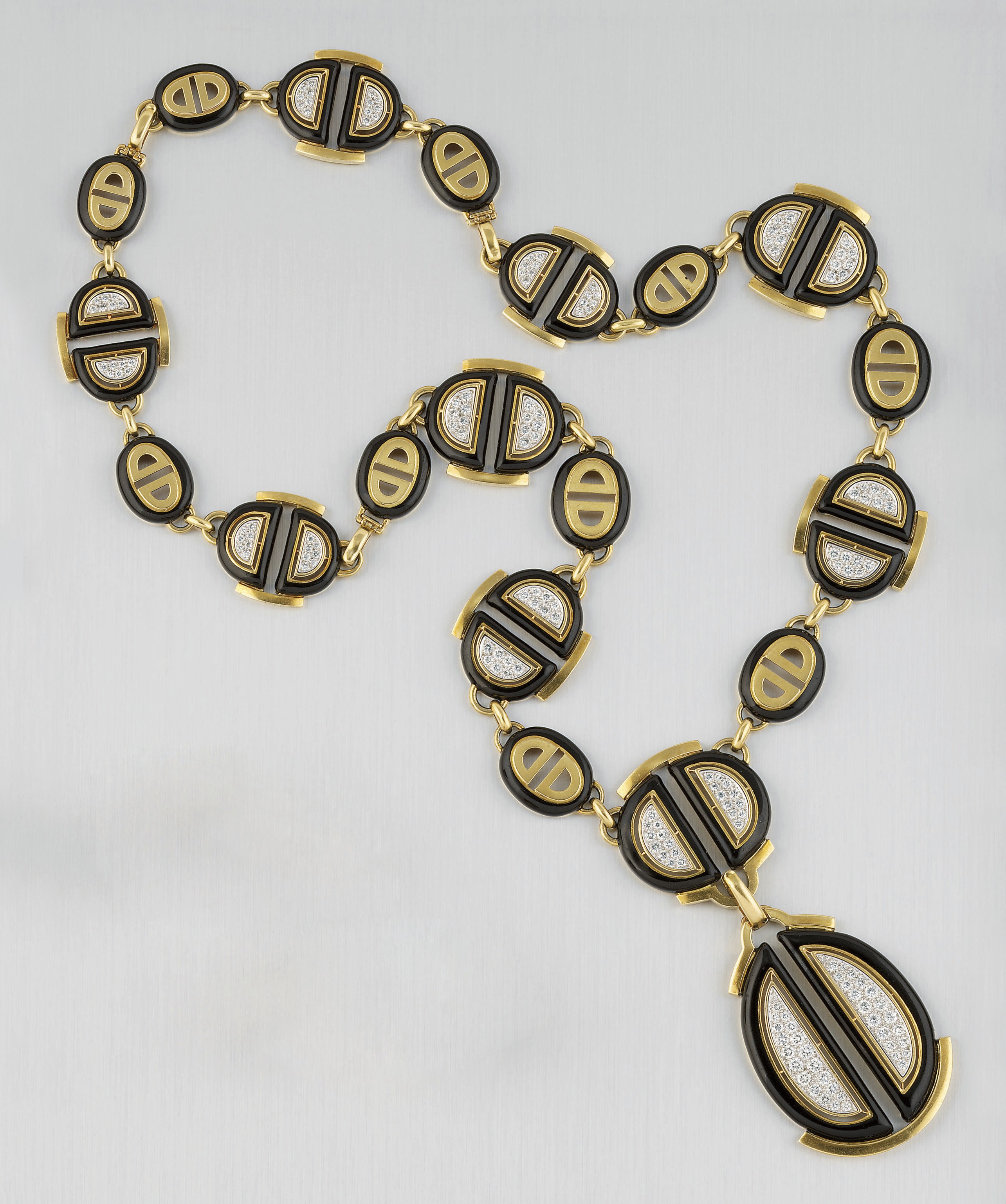 A diamond and black enamel necklace, by David Webb