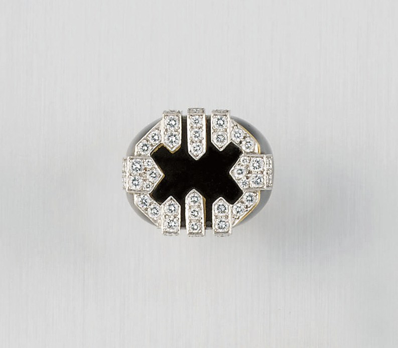A diamond and enamel ring, by David Webb