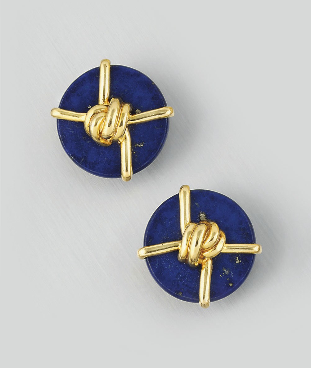 A pair of lapis lazuli earclips, by A.Cipullo for Cartier