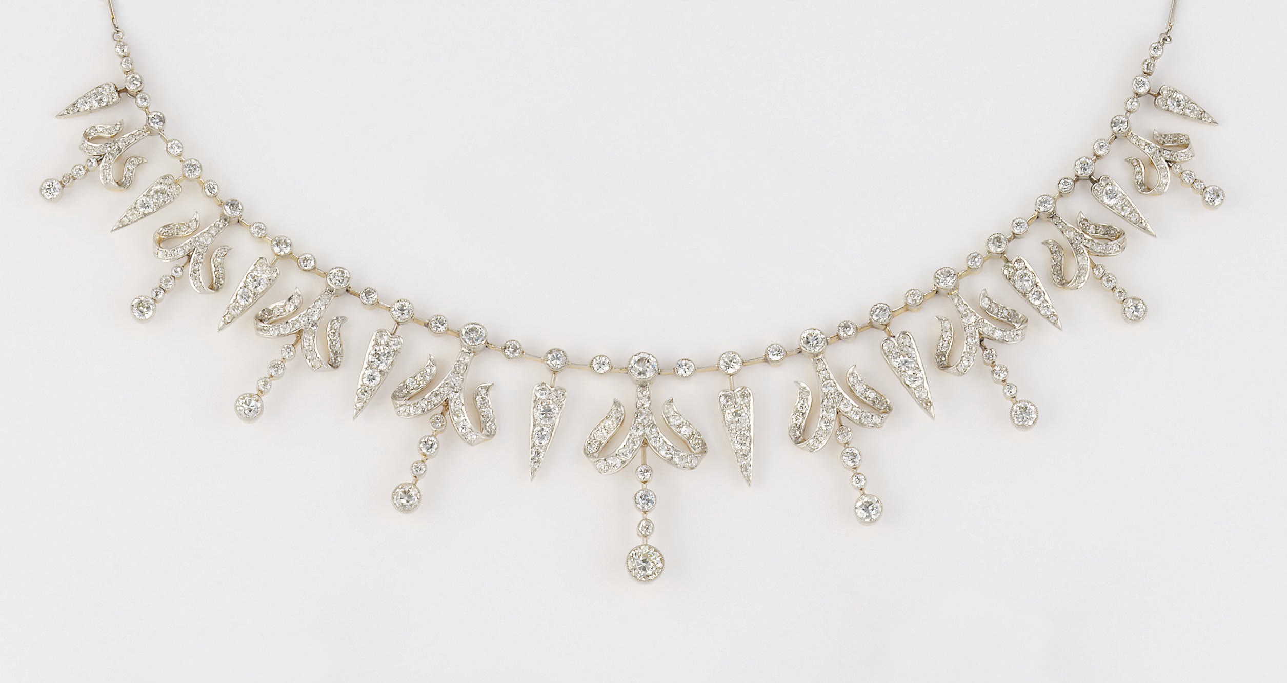 A late 19th century diamond fringe necklace