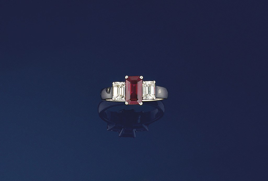 A ruby and diamond ring