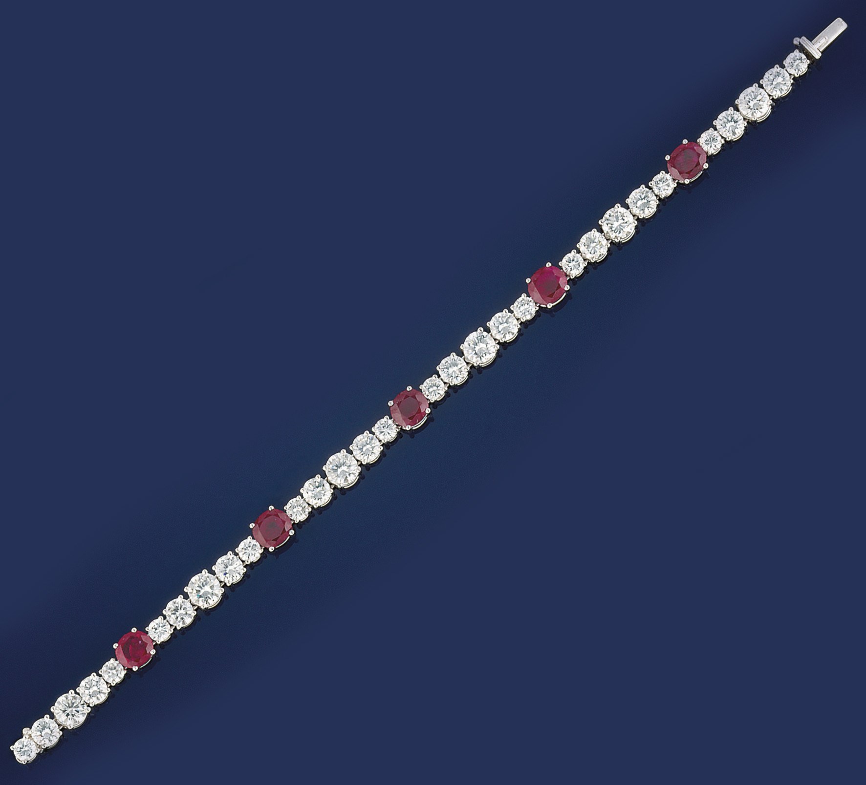 A ruby and diamond bracelet
