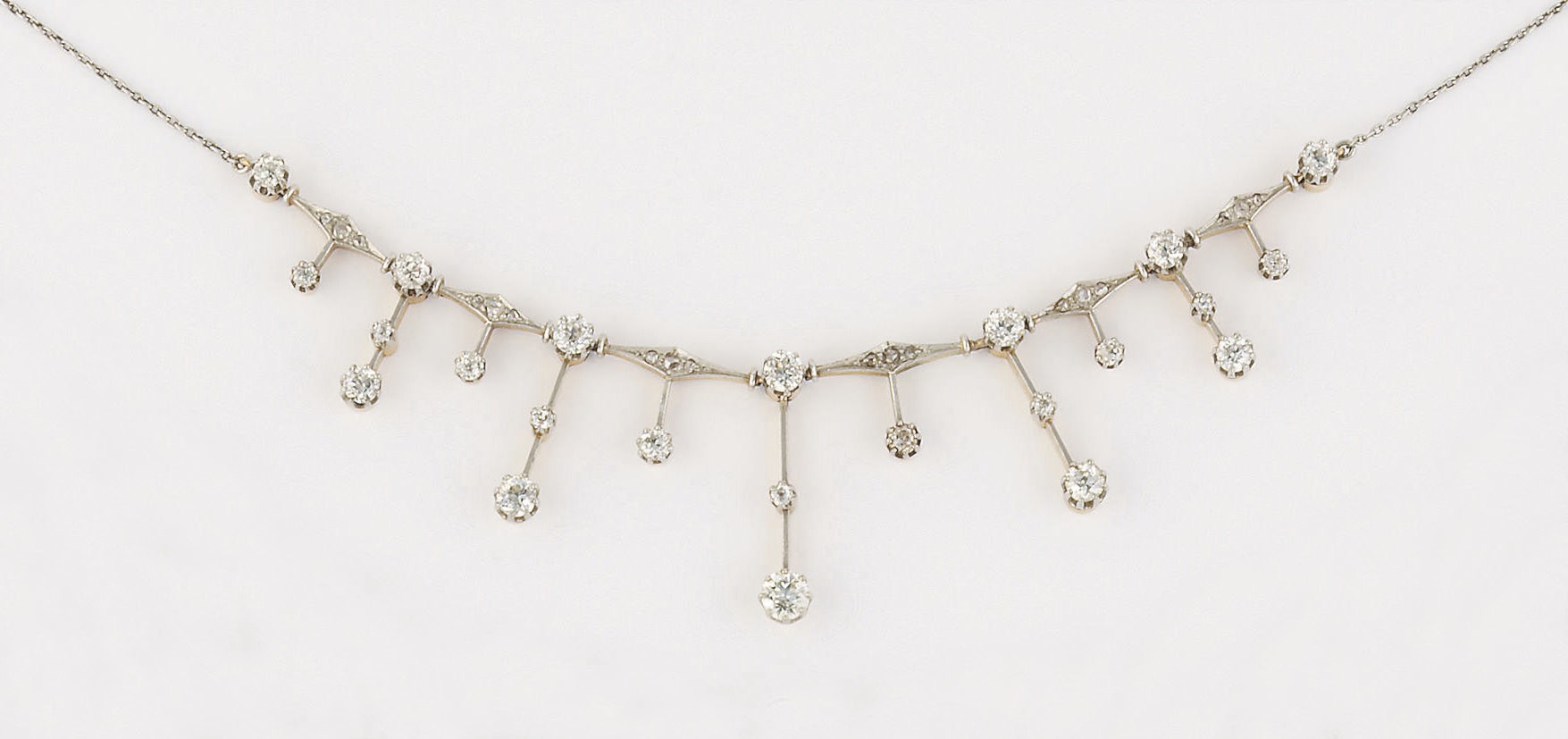A late 19th/early 20th century diamond fringe necklace