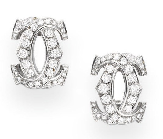 A PAIR OF DIAMOND EAR CLIPS, BY CARTIER