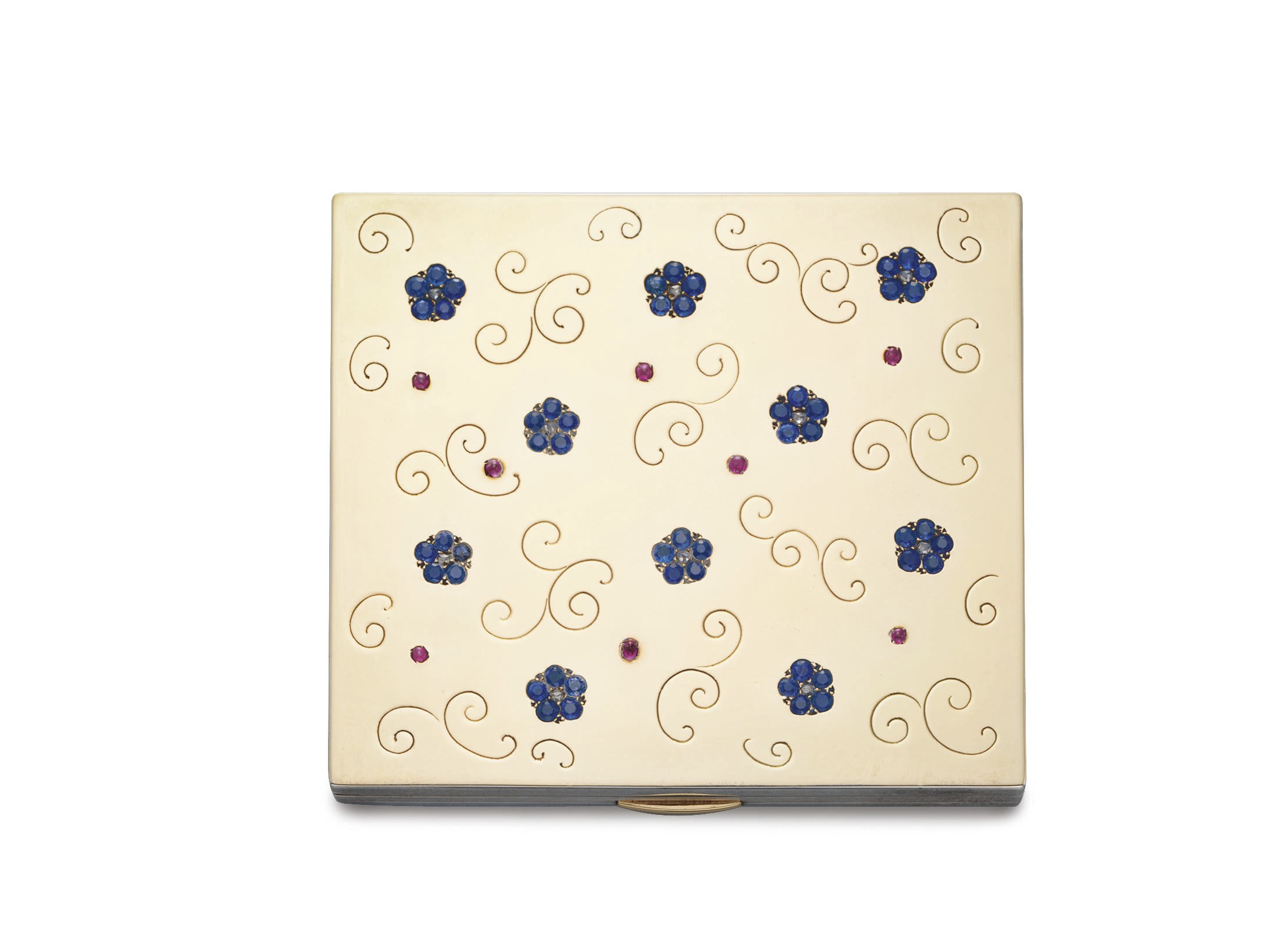A RETRO MULTI-GEM AND DIAMOND COMPACT