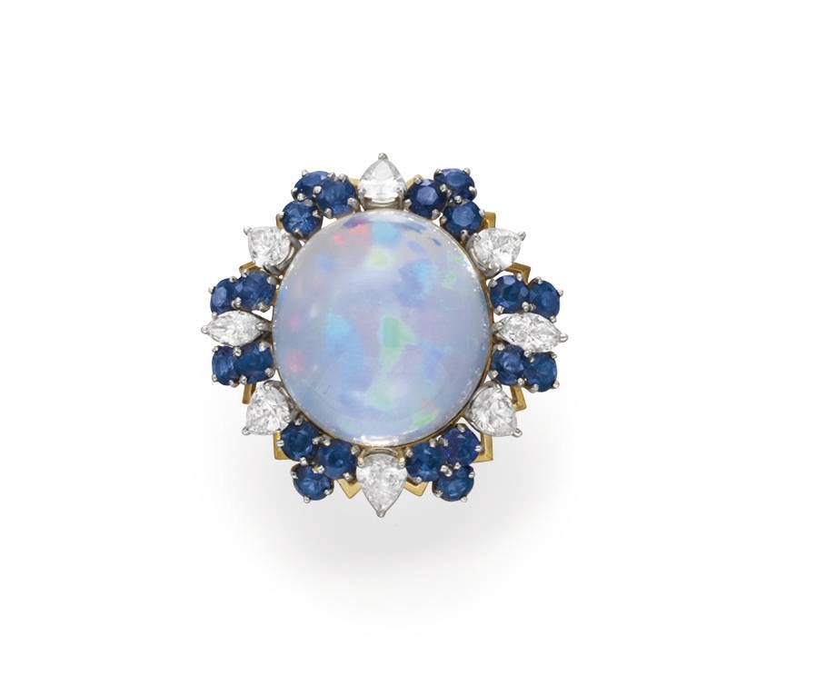 AN OPAL AND SAPPHIRE RING, BY FLATO