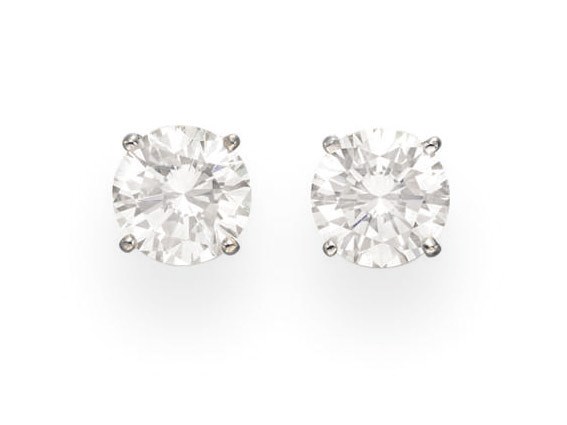 A PAIR OF DIAMOND EAR STUDS