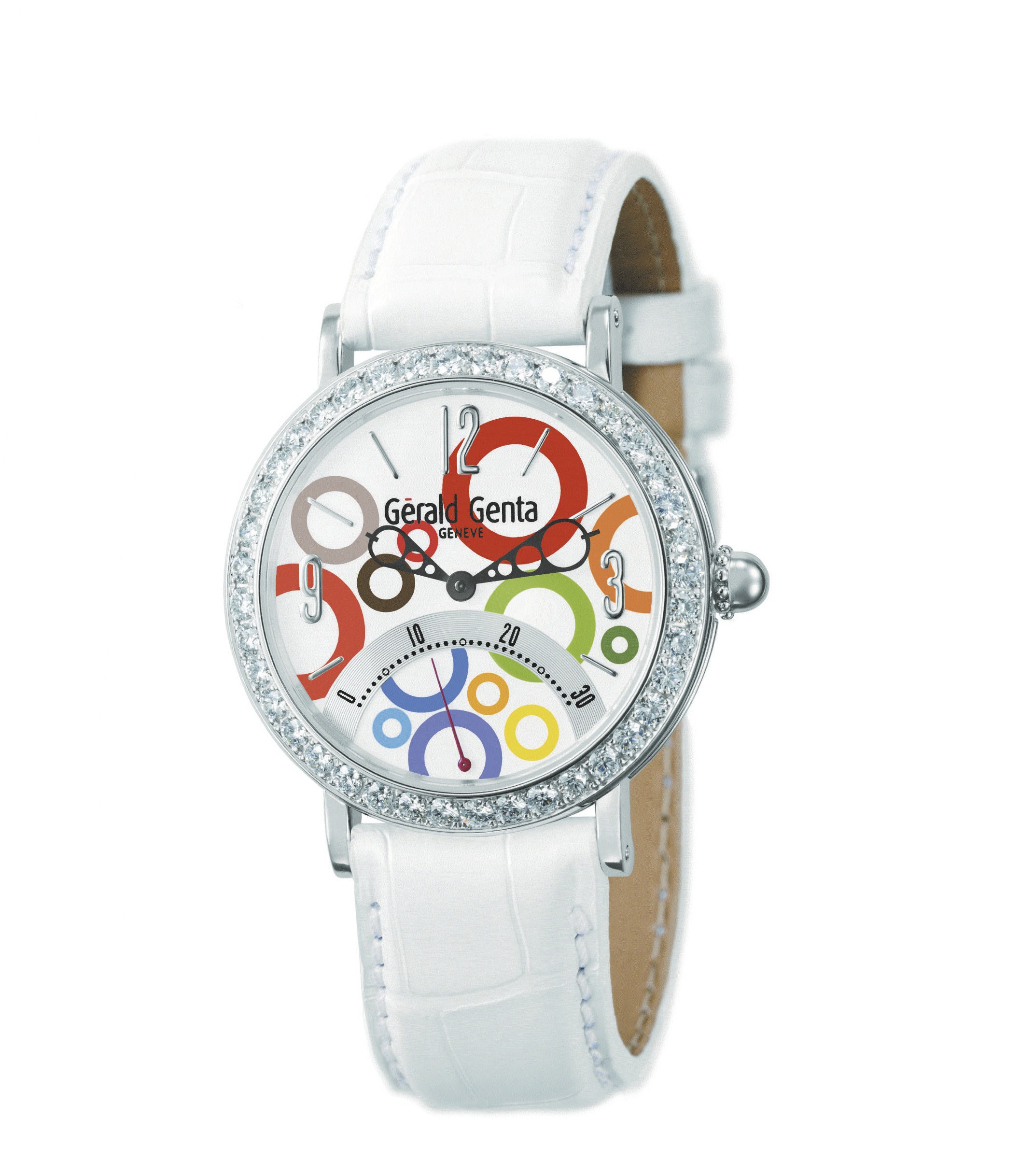A DIAMOND, ENAMEL AND WHITE GOLD "PIECE UNIQUE" WRISTWATCH, BY GERALD GENTA