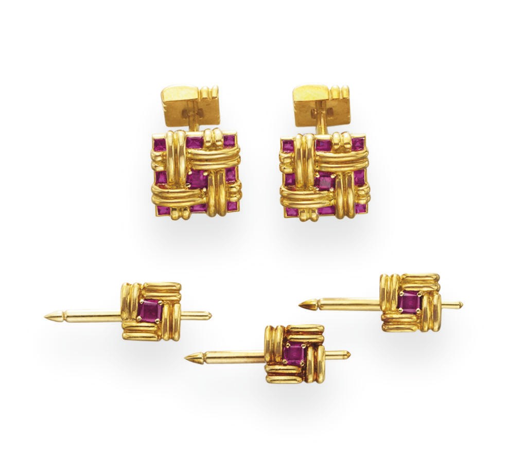 A RUBY AND GOLD DRESS-SET, BY VERDURA