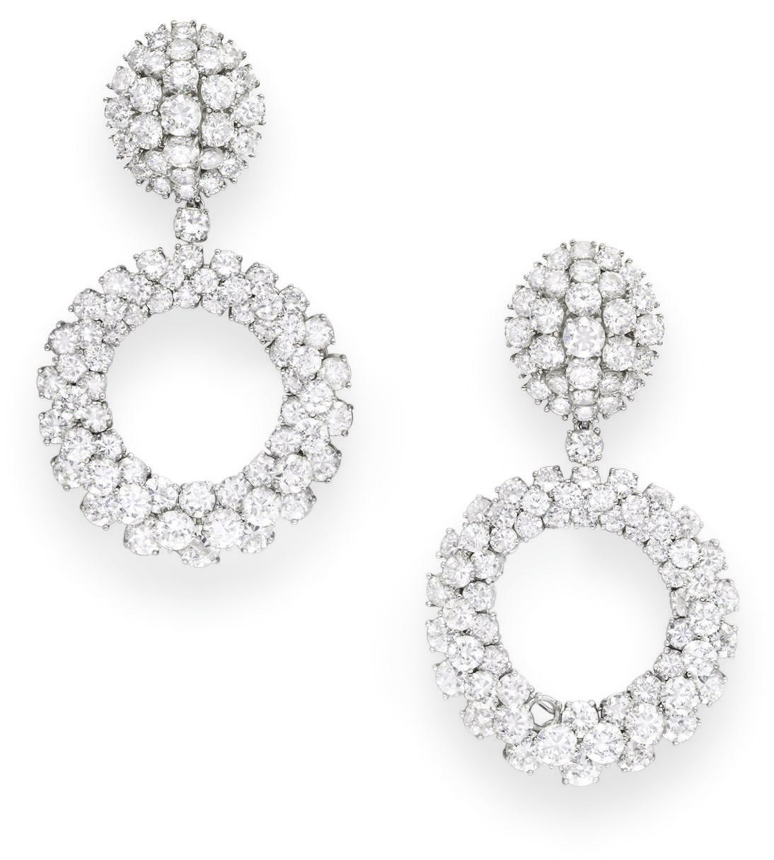 A PAIR OF SIMULATED DIAMOND EAR PENDANTS