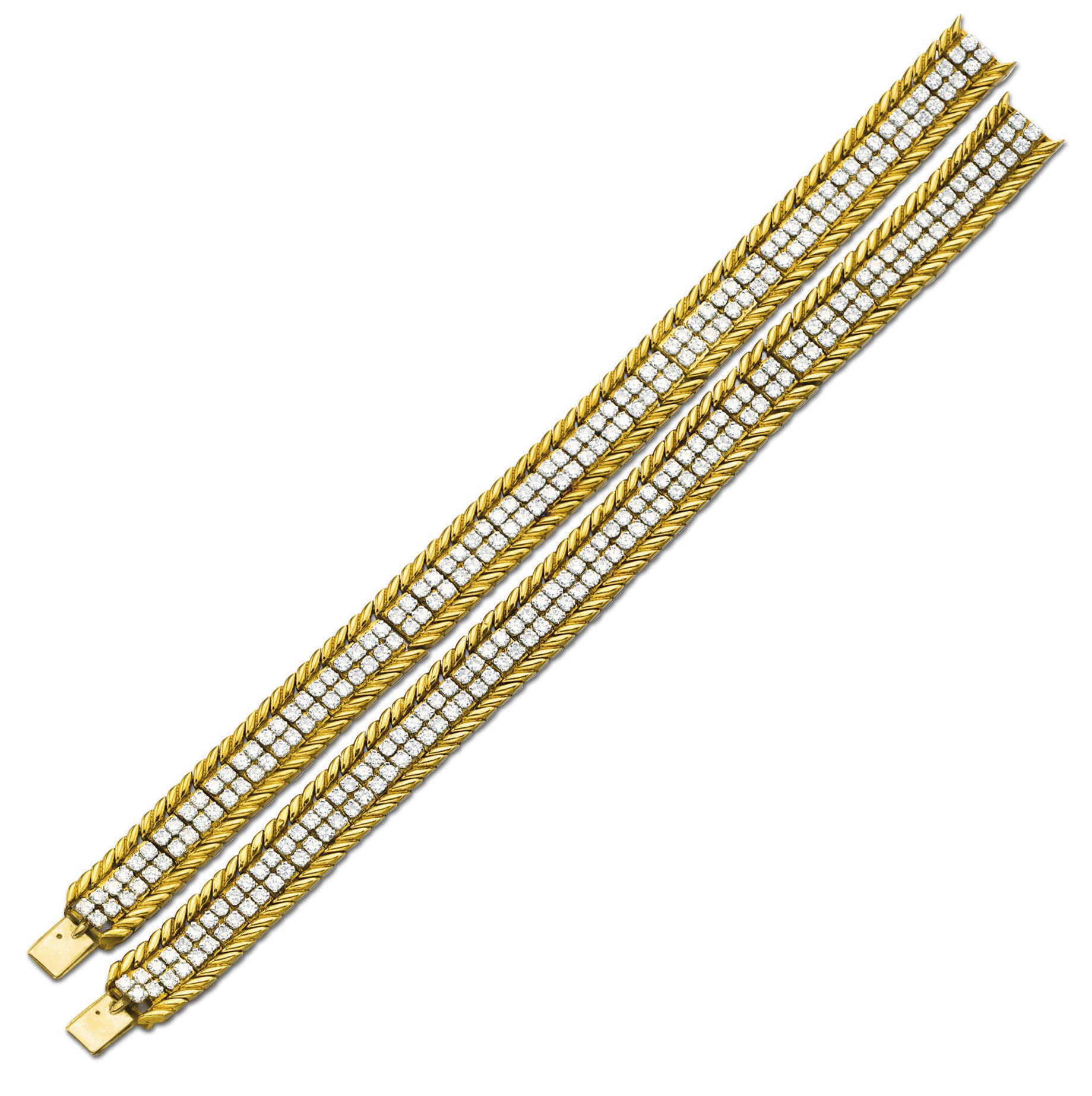 A PAIR OF DIAMOND AND GOLD BRACELETS, BY VERDURA