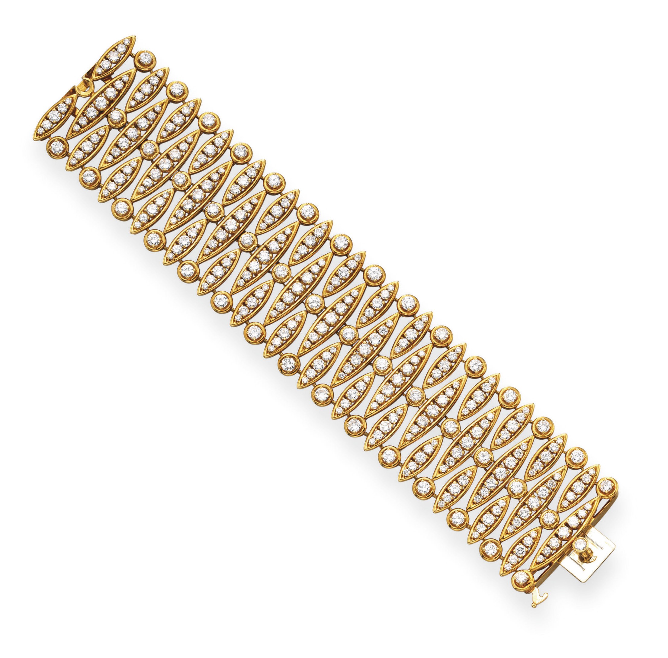 A DIAMOND AND GOLD BRACELET, BY VAN CLEEF & ARPELS