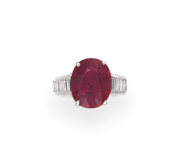 A RUBY AND DIAMOND RING