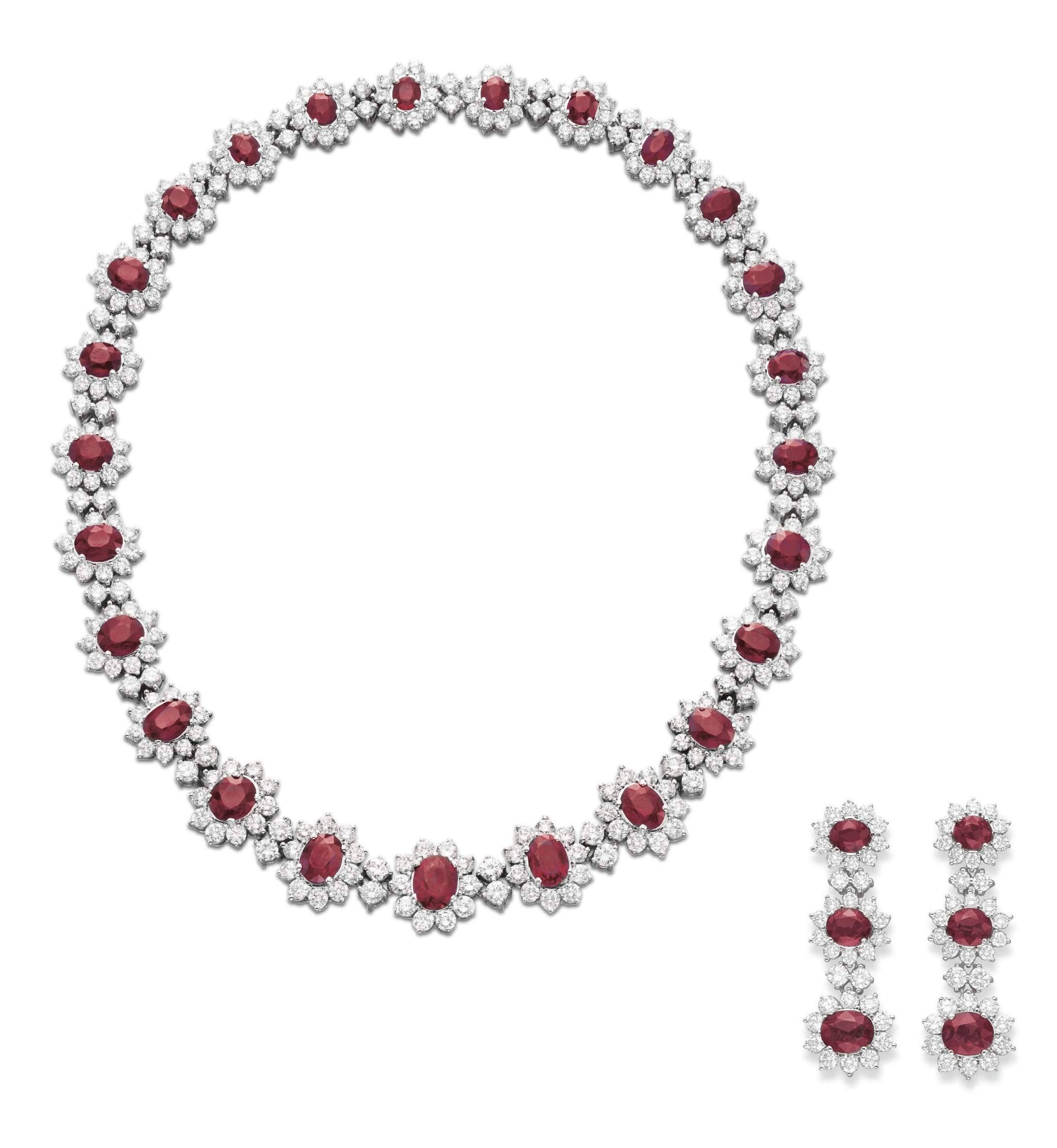 A SUITE OF RUBY AND DIAMOND JEWELRY