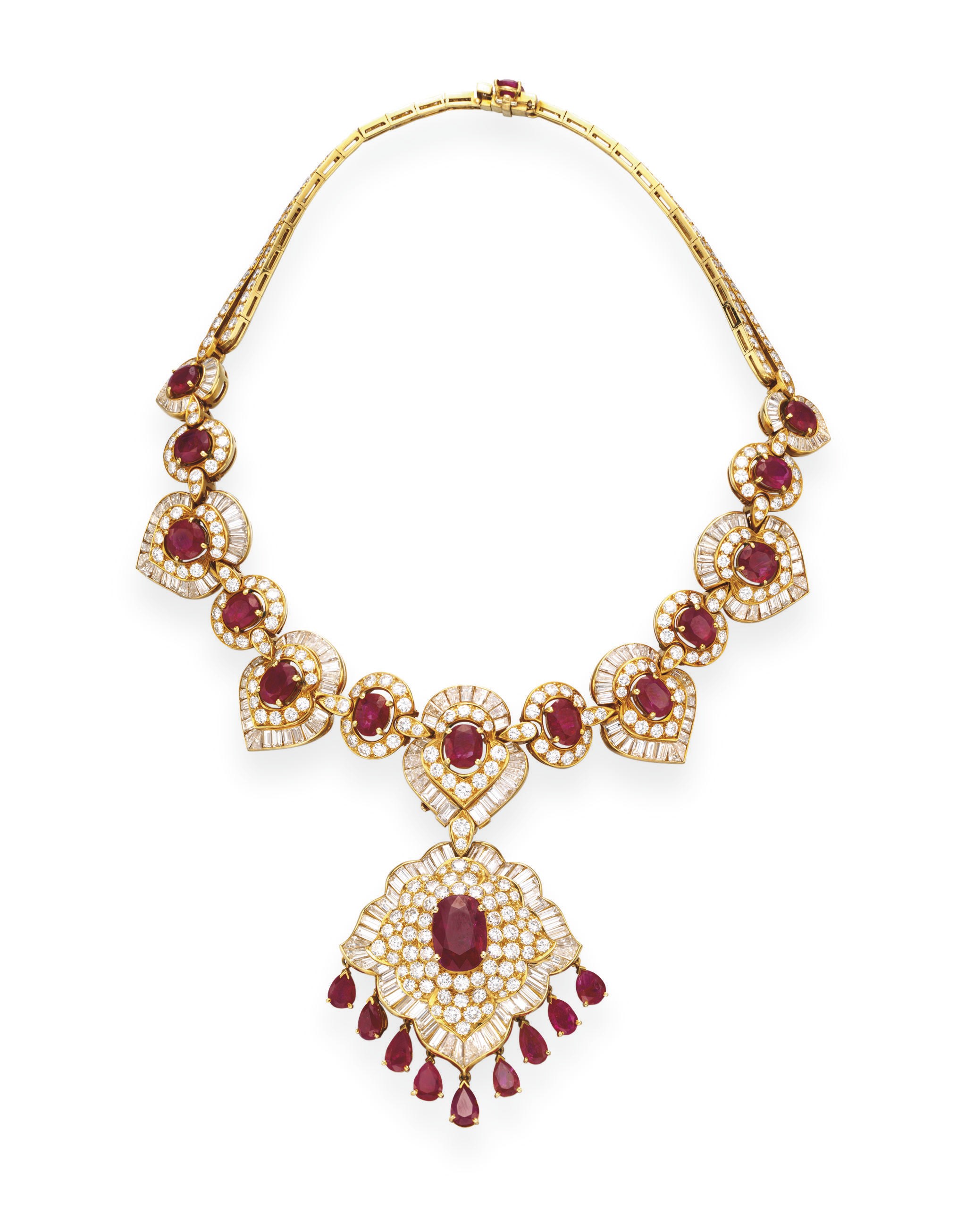 A RUBY AND DIAMOND NECKLACE, BY VAN CLEEF & ARPELS