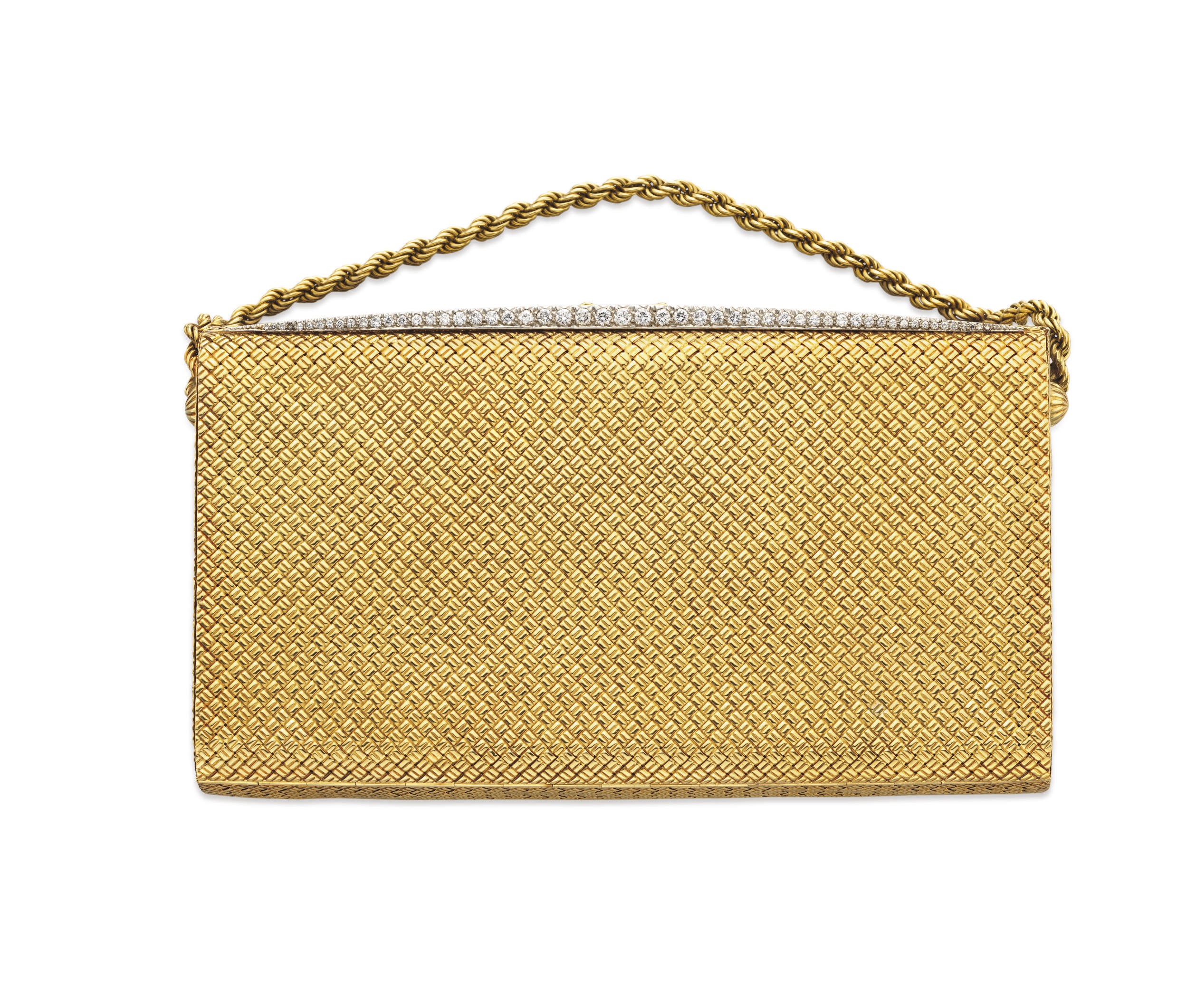 A RETRO GOLD AND DIAMOND MINAUDIERE, BY VAN CLEEF & ARPELS