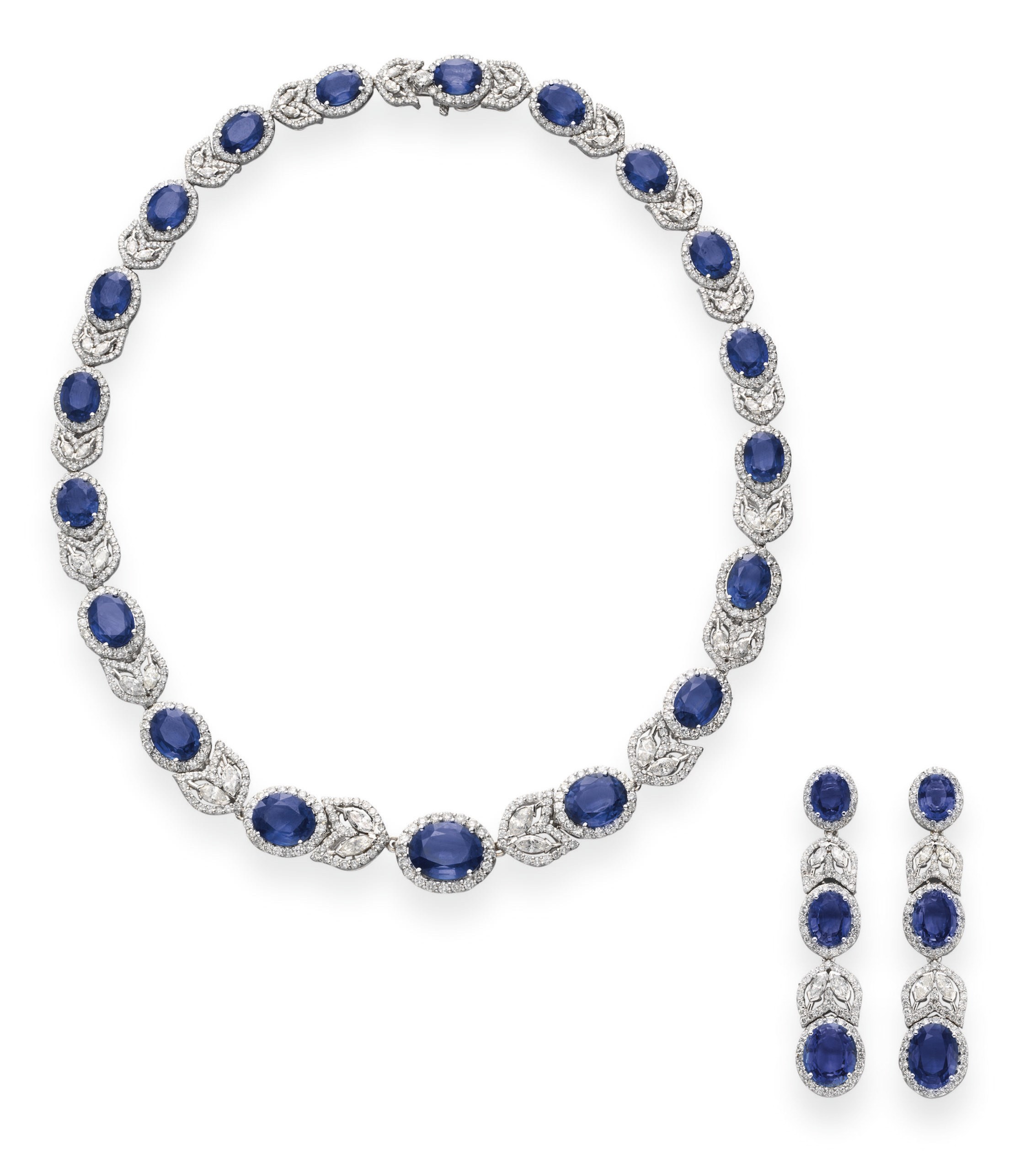 A SUITE OF SAPPHIRE AND DIAMOND JEWELRY
