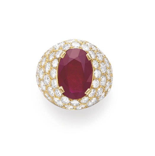 A RUBY AND DIAMOND RING