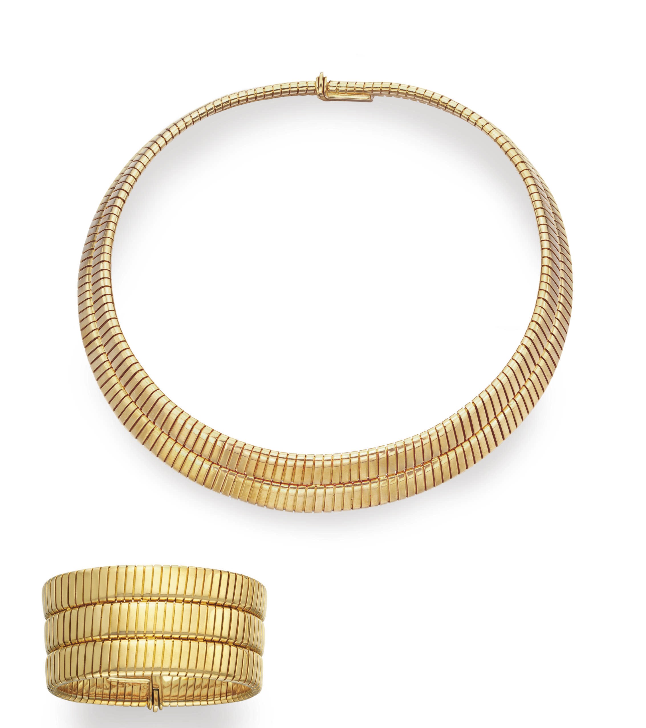 A SUITE OF GOLD "TUBOGAS" JEWELRY, BY BULGARI