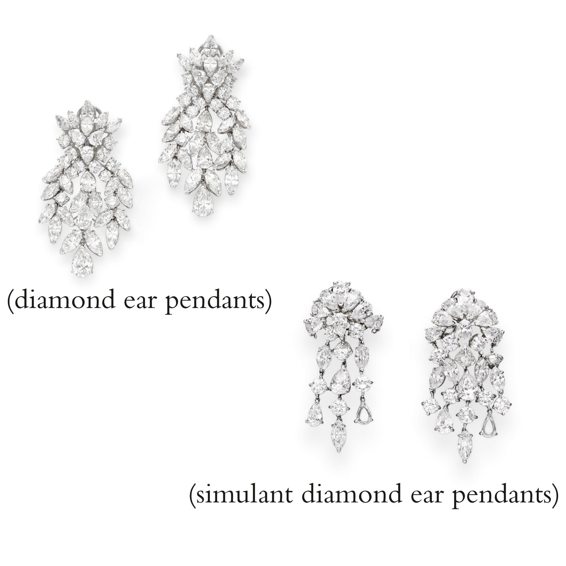A PAIR OF DIAMOND EAR PENDANTS, BY VAN CLEEF & ARPELS