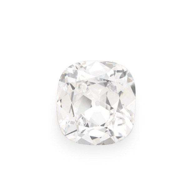 AN UNMOUNTED CUSHION-CUT DIAMOND