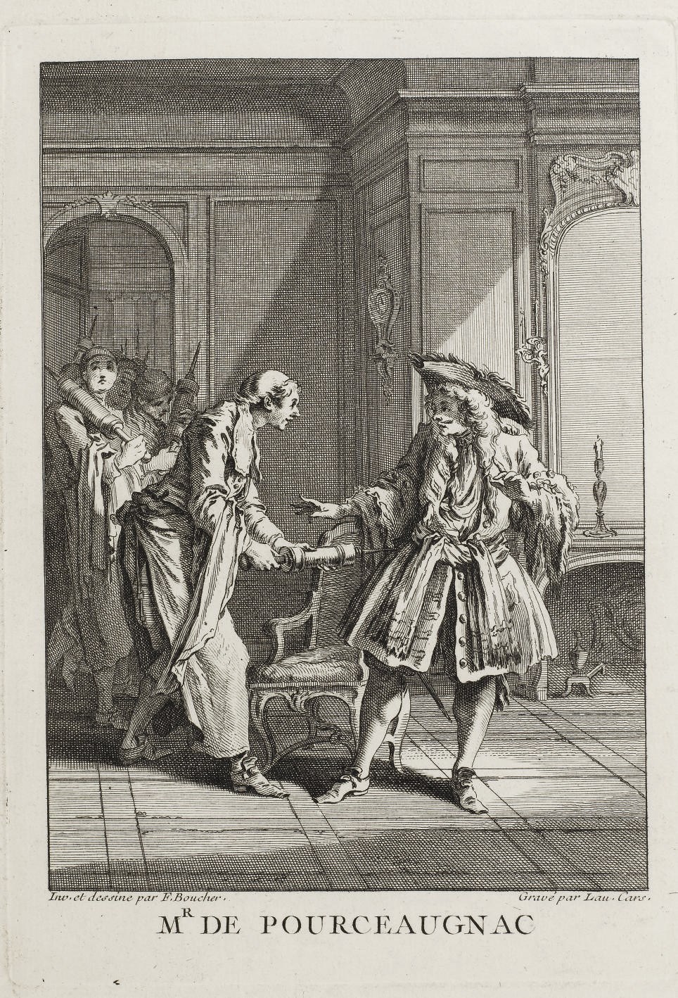 BOUCHER, François (1703-1770). Suite de 33 gravures de Boucher illustrant les Oeuvres de Molière de 1734, avec le portrait de Molière gravé par Lépicié d'après Coypel.