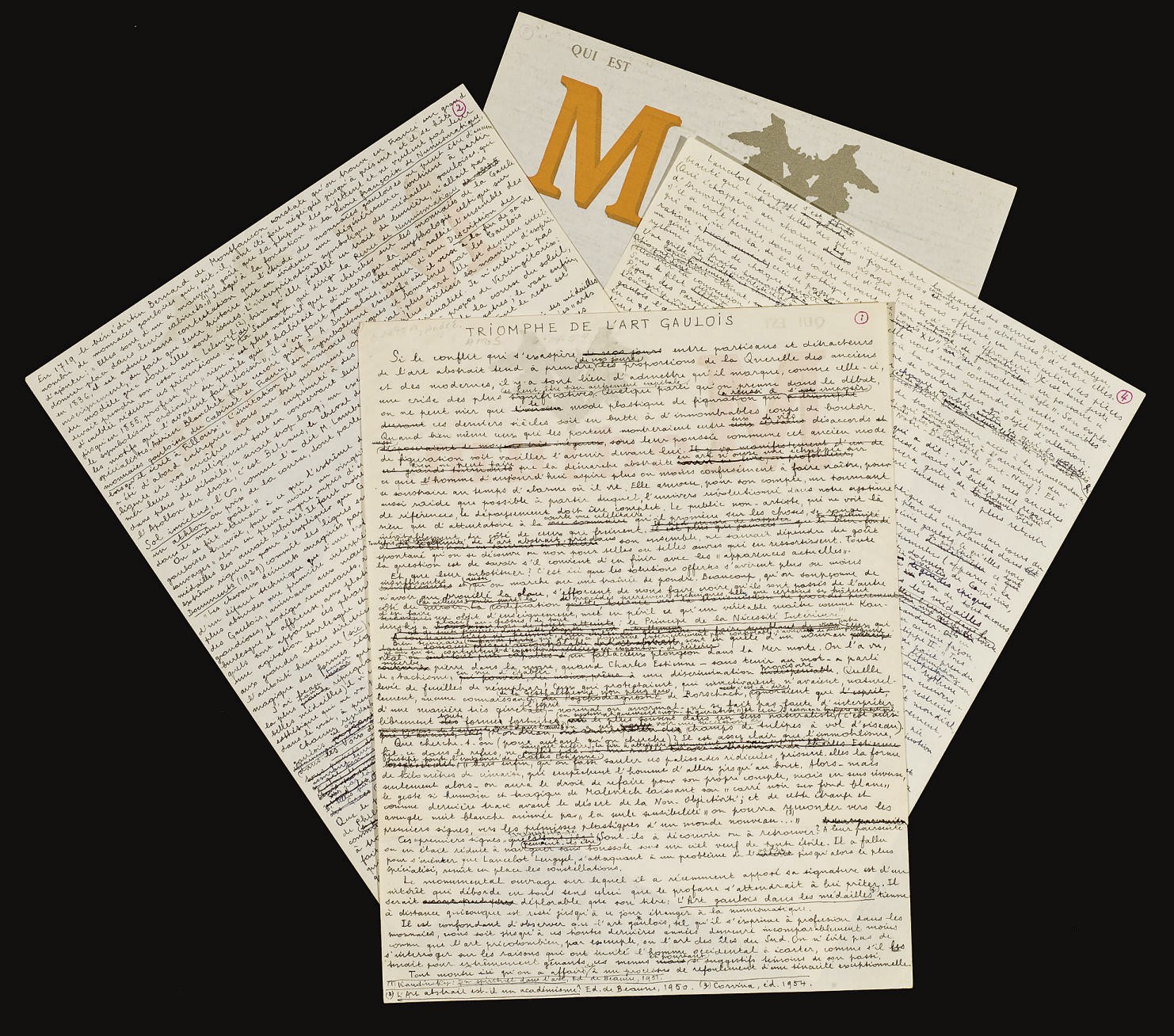 BRETON, André (1896-1966). Triomphe de l'art gaulois. Manuscrit autographe signé, daté "Paris, 14 juin 1954".