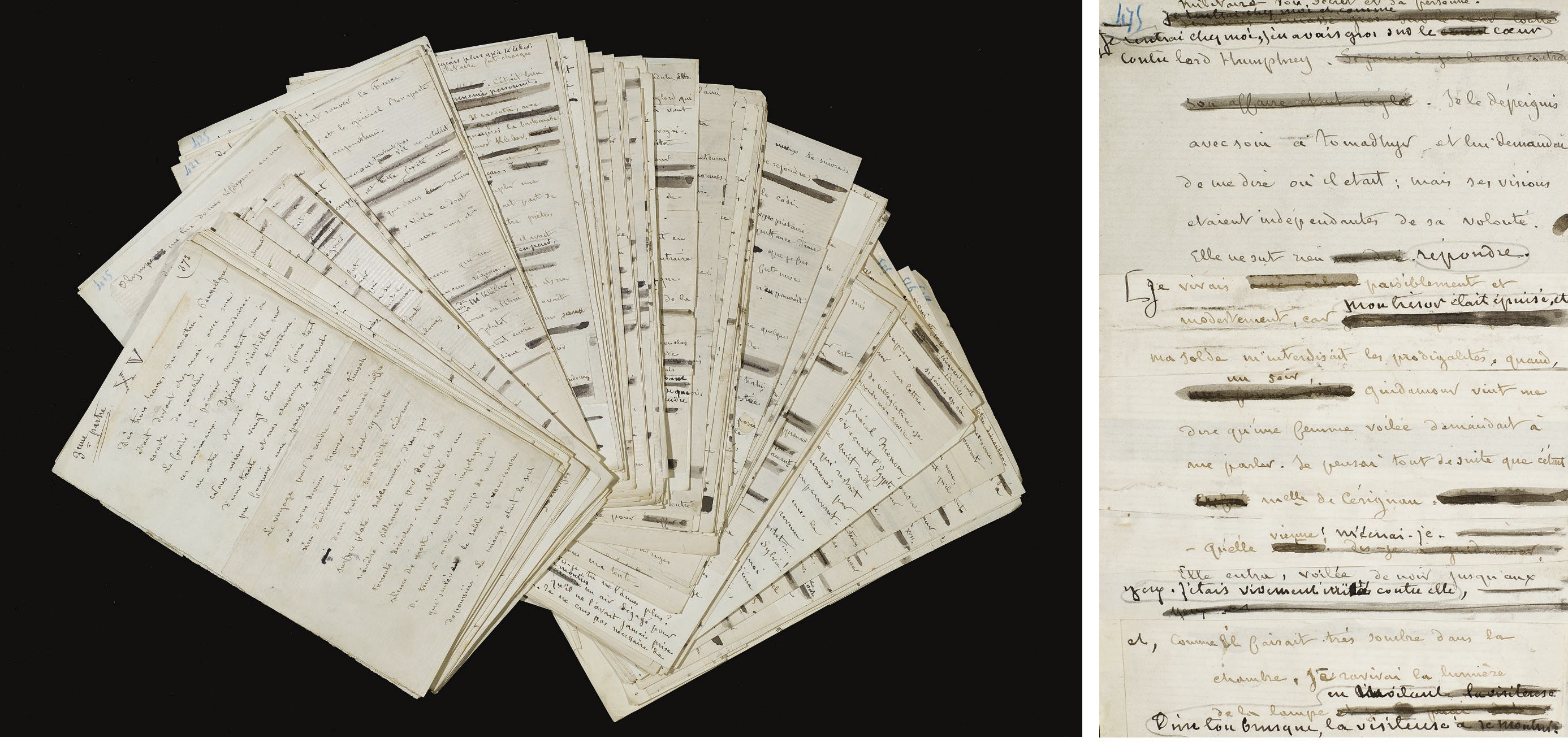 SAND, Jean-François-Arnauld, baron Dudevant, dit Maurice (1823-1889). Mademoiselle de Cérignan. Manuscrit autographe, signé, comportant de nombreuses CORRECTIONS AUTOGRAPHES DE GEORGE SAND. Vers 1872.