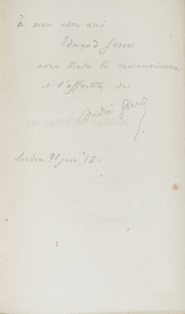[GIDE, André (1869-1951)]. Les Caves du Vatican. Paris: NRF, 1914.