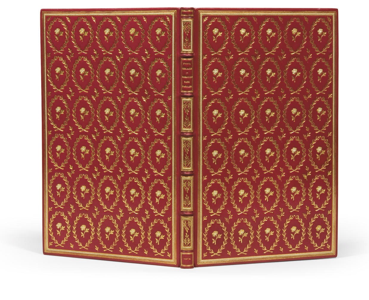 VERLAINE, Paul (1844-1896). Romances sans paroles. Ariettes oubliées. Paysages belges. Birds in the night. Aquarelles. Sens: typographie de Maurice L'Hermitte, 1874.