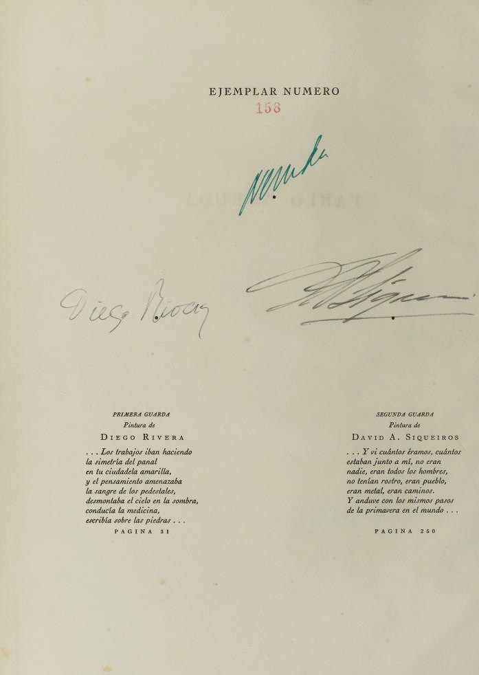 [RIVERA - SIQUEROS] -- NERUDA, Pablo (1904-1973). Canto General. Mexico: pour l'auteur, 1950.