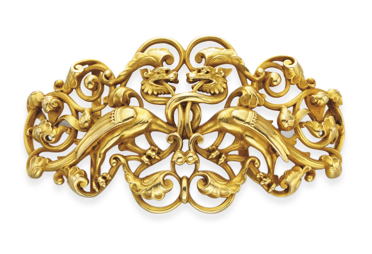 AN ANTIQUE RENAISSANCE-REVIVAL GOLD BELT BUCKLE