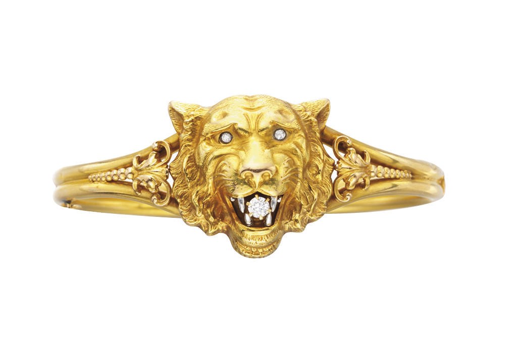 AN ANTIQUE GOLD AND DIAMOND BRACELET, BY ALLING & CO.