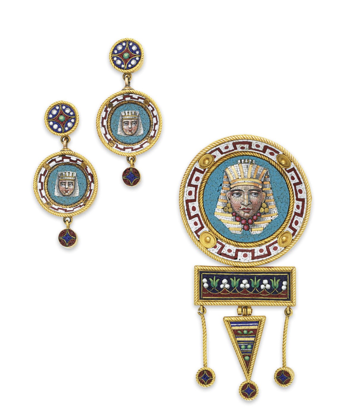 A SET OF EGYPTIAN-REVIVAL MICROMOSAIC JEWELRY