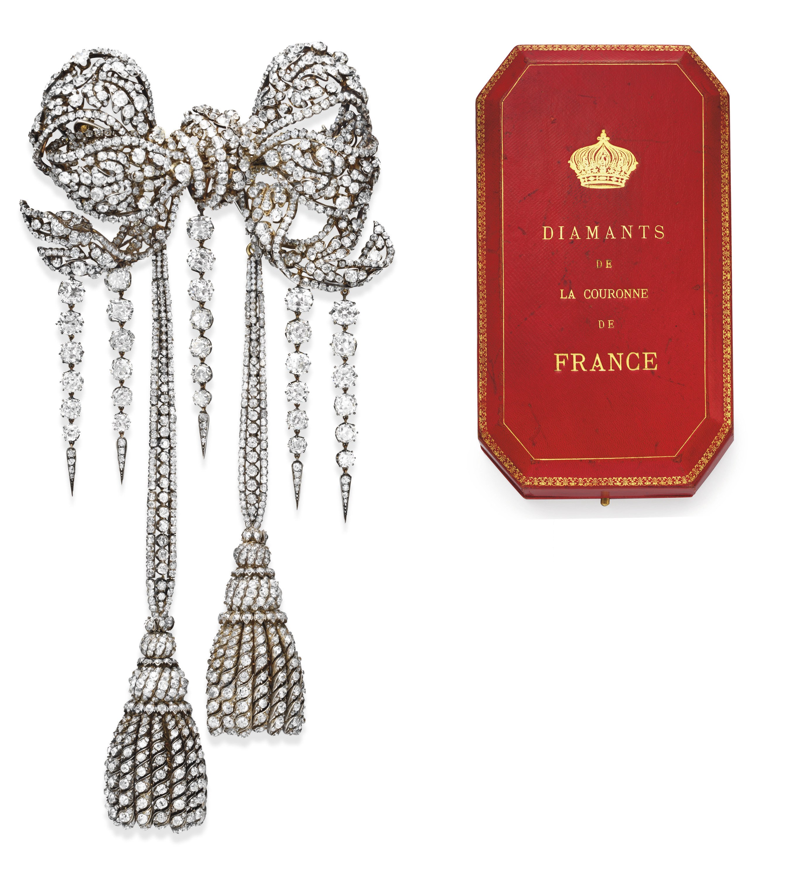 THE EMPRESS EUGENIE BROOCH
AN ANTIQUE DIAMOND BOW BROOCH, BY KRAMER