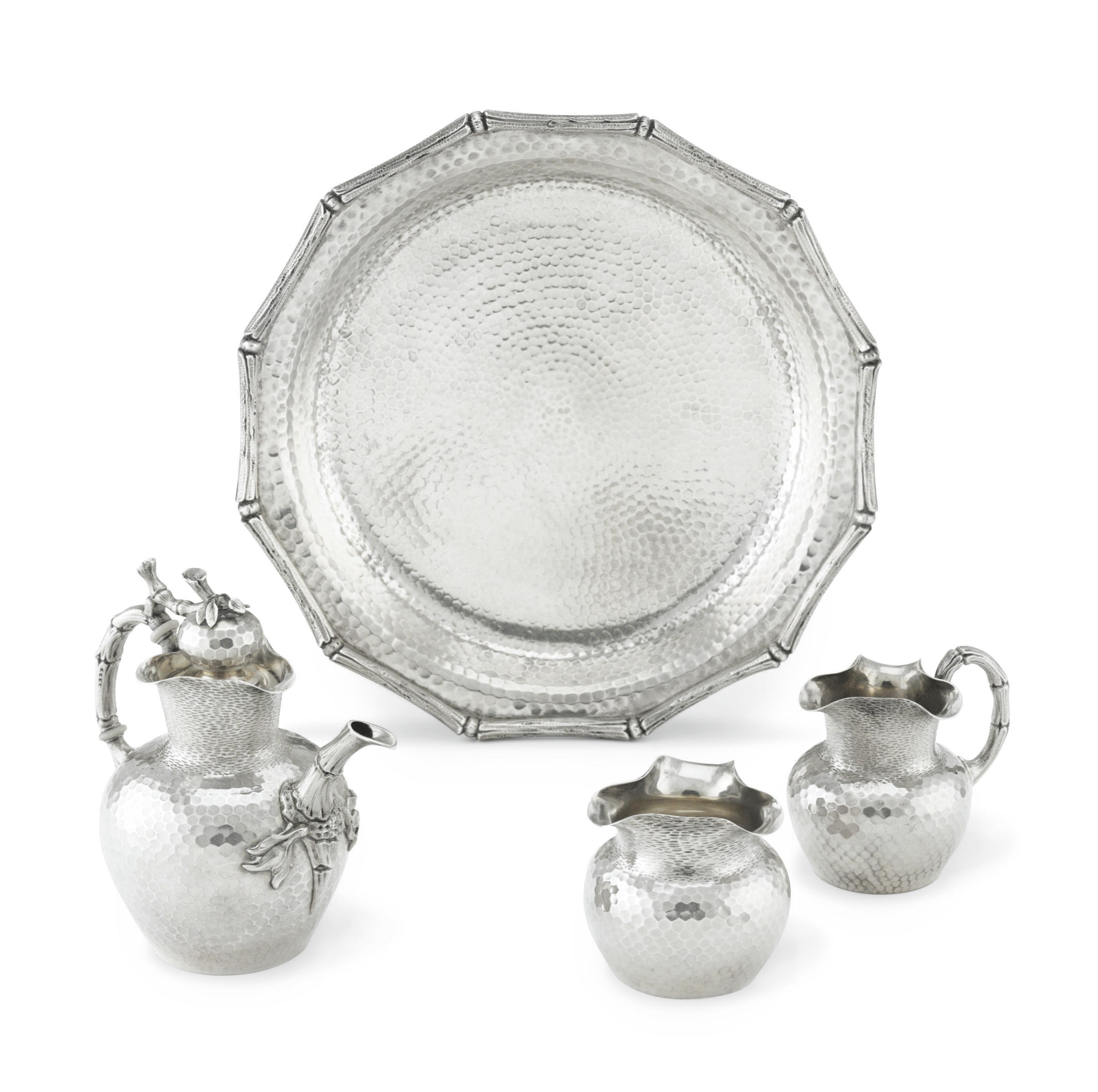 AN ANTIQUE SILVER COFFEE SERVICE, BY FABERGE