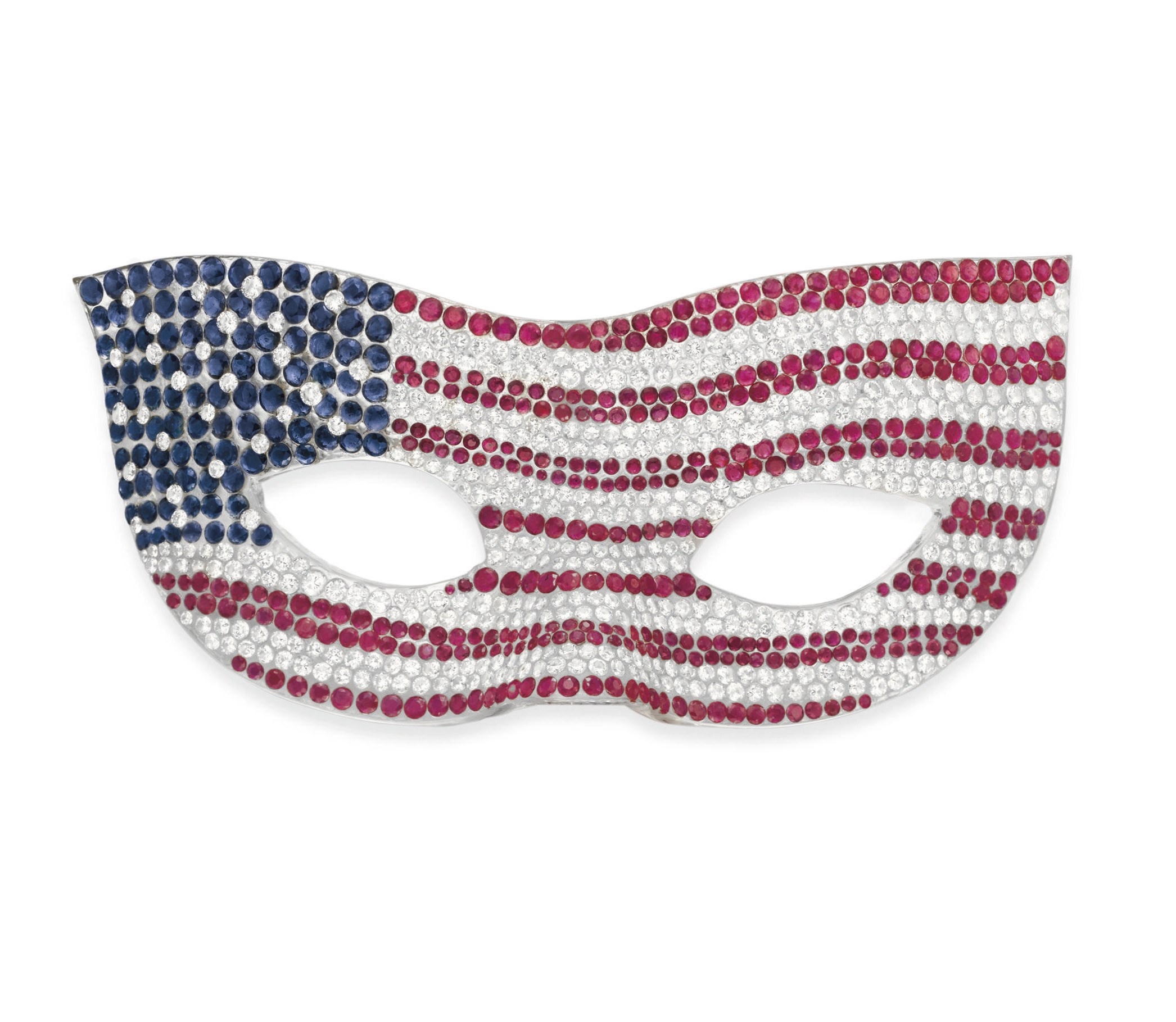 A DIAMOND, RUBY AND SAPPHIRE "PEACE '91" MASK, BY HARRY WINSTON