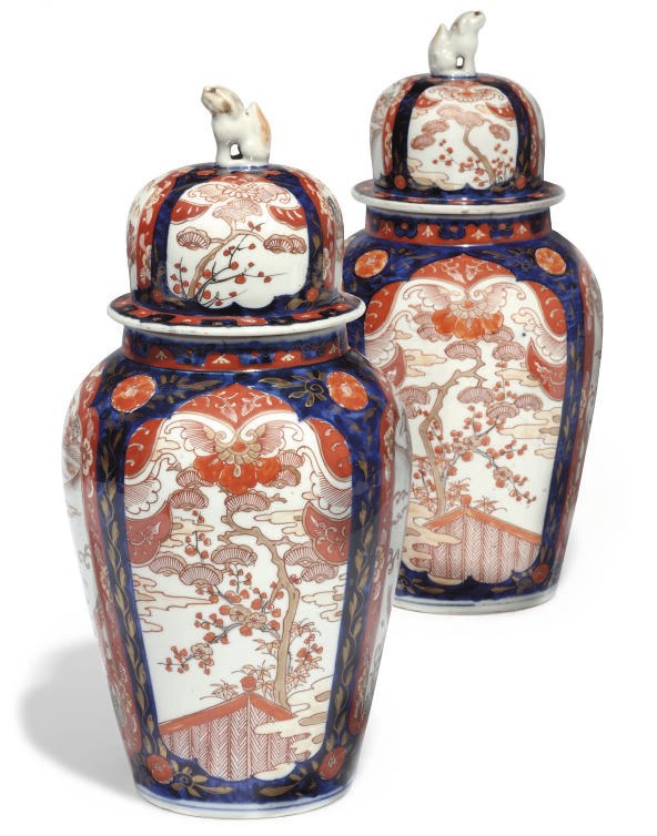 A pair of Japanese vases and covers