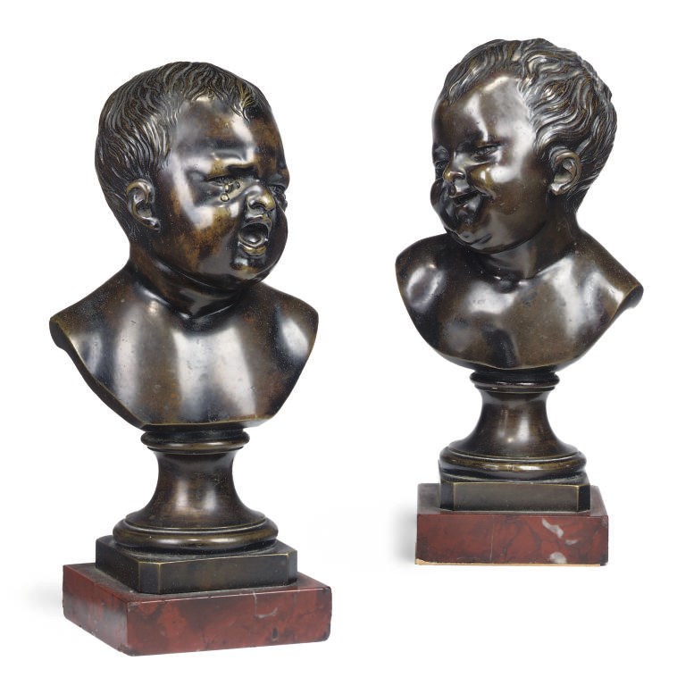 A PAIR OF FRENCH BRONZE BUSTS OF CHILDREN