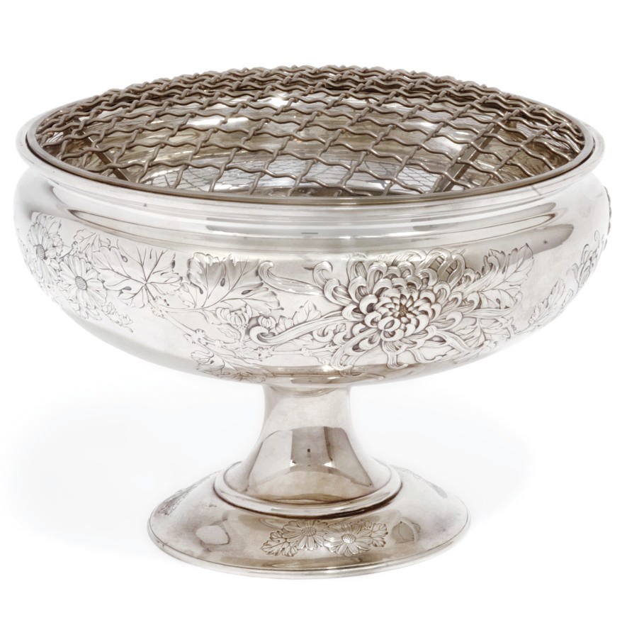 A Japanese Silver ikebana vase