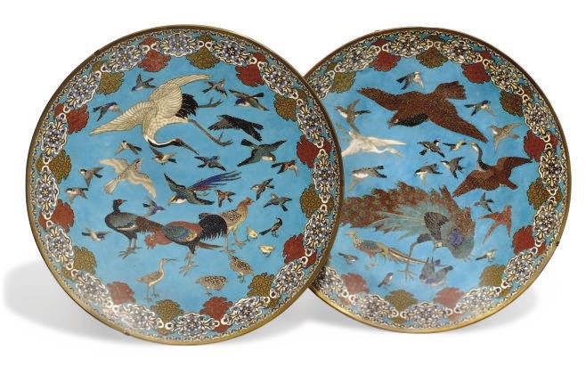 A Pair of Japanese cloisonne Chargers