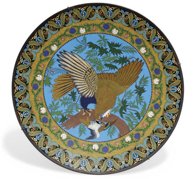 A Japanese cloisonne charger