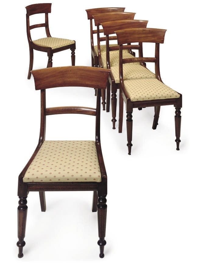 A SET OF SIX EARLY VICTORIAN MAHOGANY DINING CHAIRS